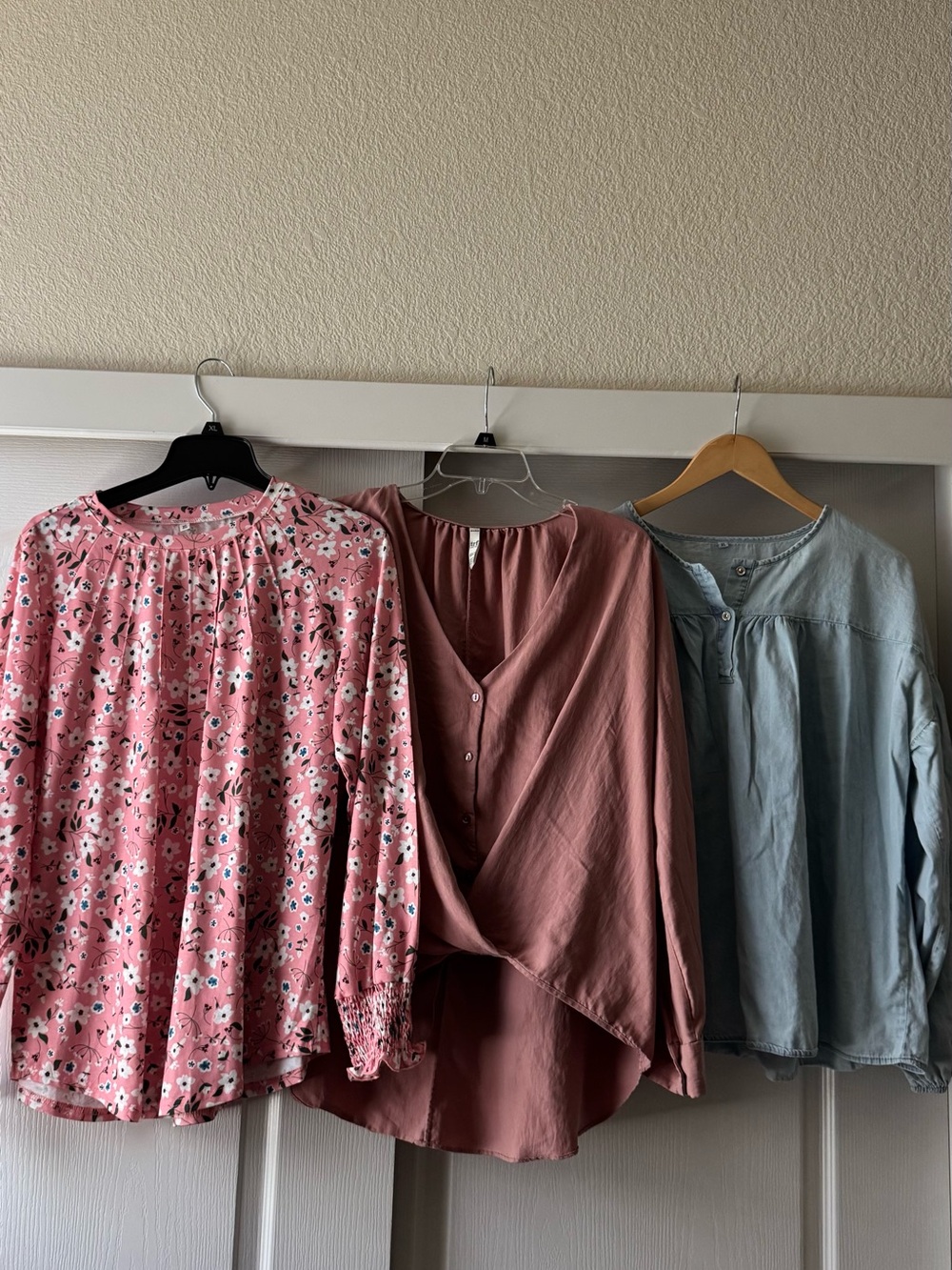 Women's Dusty Rose & Denim  Button-Front Blouse Bundle